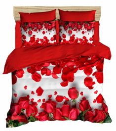 L'essentiel linge de maison Juego de funda nórdica doble 200 x 220 cm con diseño 3D en Blanco, Rojo y Verde